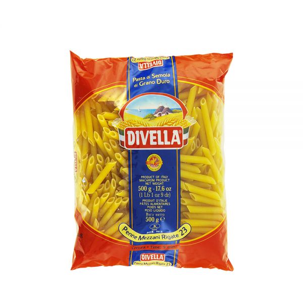 DIVELLA PASTA DI SEMOLA PENNE MEZZANE RIGATE N.23 500 GR