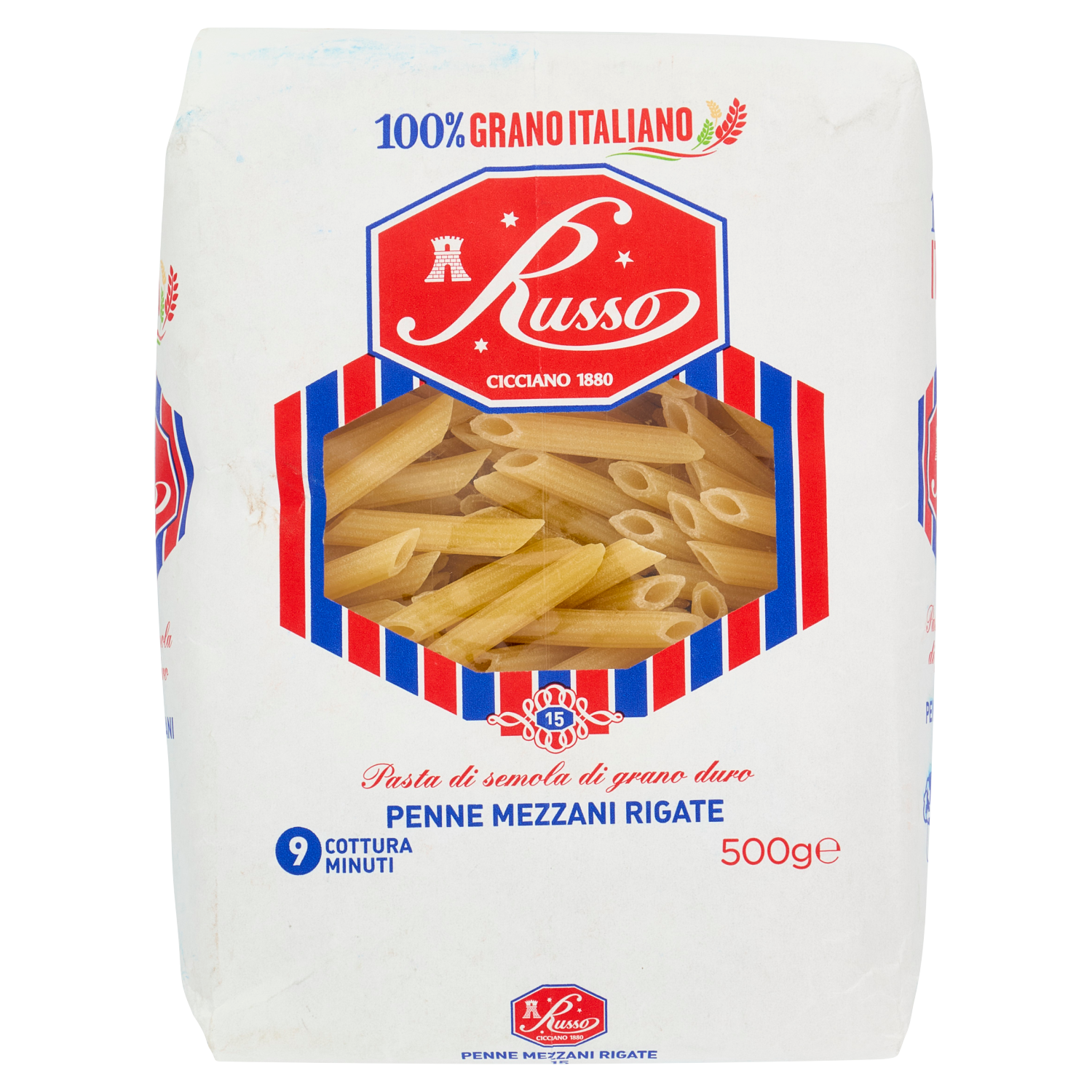 RUSSO PASTA DI SEMOLA PENNE MEZZANELLI 500 GR