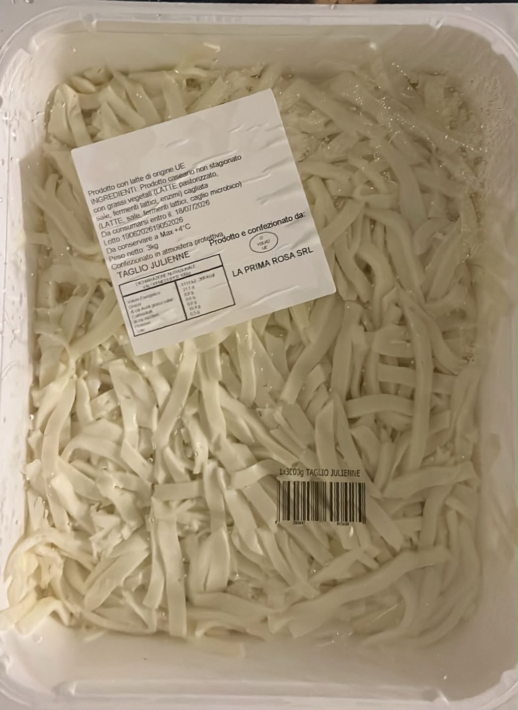 LATTE' FILA NAPOLI JULIENNE AL KG